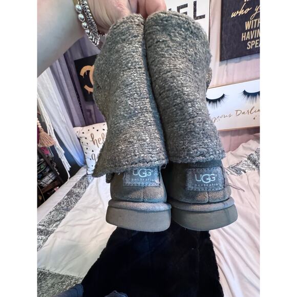 UGG Classic cardy lattice knit knee high sweater boot in dark grey sz 10/41 - Picture 9 of 11